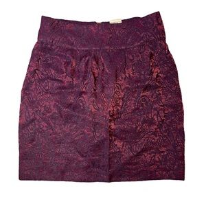 Silence + Noise Purple/Magenta Satin Shimmer Jacquard Micro Mini Skirt Size 0